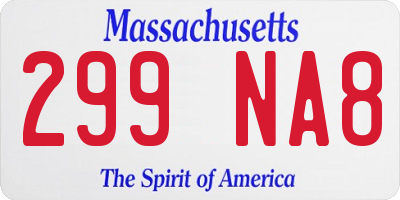 MA license plate 299NA8