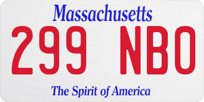 MA license plate 299NB0