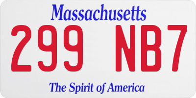 MA license plate 299NB7