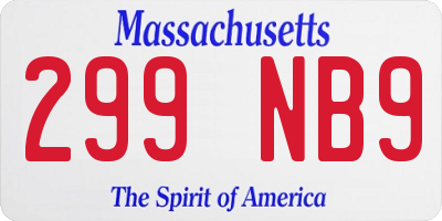 MA license plate 299NB9