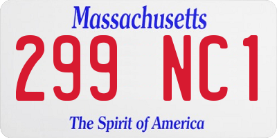 MA license plate 299NC1