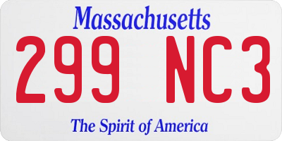 MA license plate 299NC3