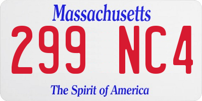 MA license plate 299NC4