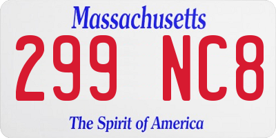 MA license plate 299NC8