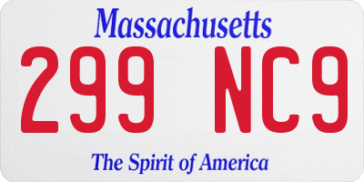 MA license plate 299NC9