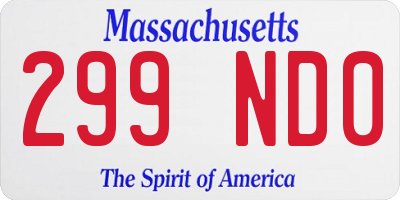 MA license plate 299ND0
