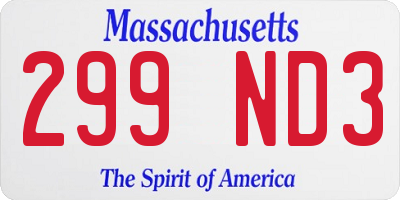 MA license plate 299ND3