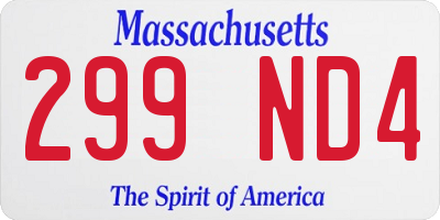MA license plate 299ND4