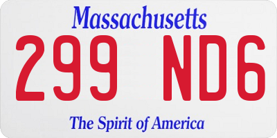 MA license plate 299ND6