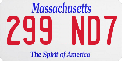MA license plate 299ND7