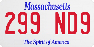 MA license plate 299ND9