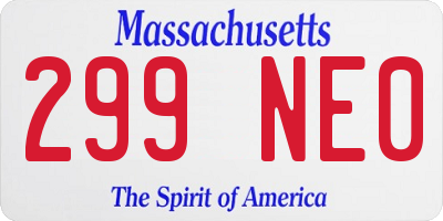 MA license plate 299NE0