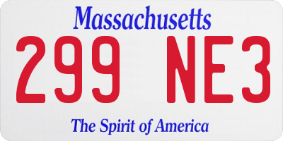 MA license plate 299NE3
