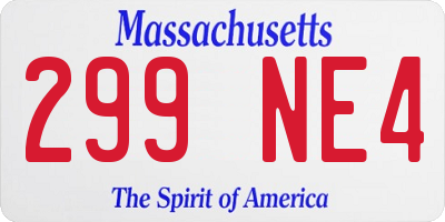 MA license plate 299NE4