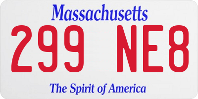MA license plate 299NE8