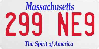 MA license plate 299NE9