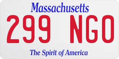 MA license plate 299NG0