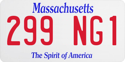 MA license plate 299NG1