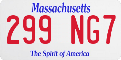 MA license plate 299NG7