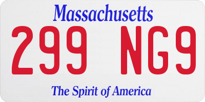 MA license plate 299NG9