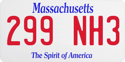 MA license plate 299NH3