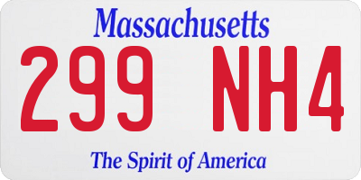 MA license plate 299NH4
