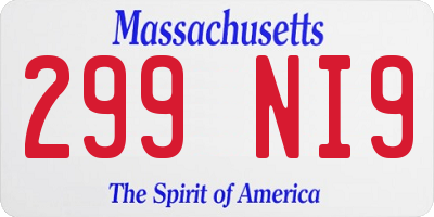 MA license plate 299NI9