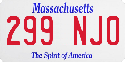 MA license plate 299NJ0