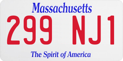MA license plate 299NJ1