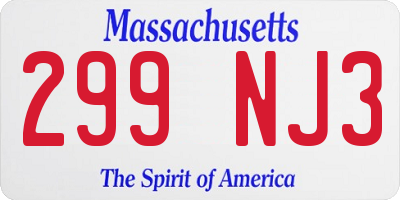 MA license plate 299NJ3