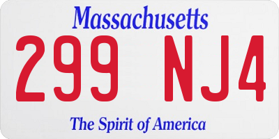MA license plate 299NJ4