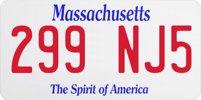 MA license plate 299NJ5