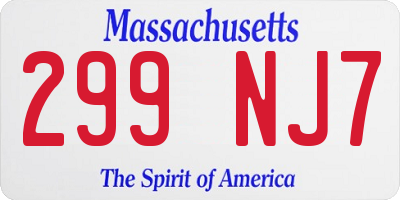 MA license plate 299NJ7