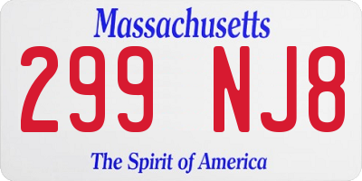 MA license plate 299NJ8