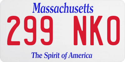 MA license plate 299NK0