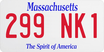 MA license plate 299NK1
