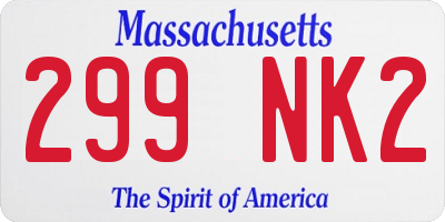 MA license plate 299NK2