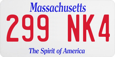 MA license plate 299NK4