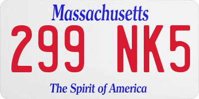 MA license plate 299NK5