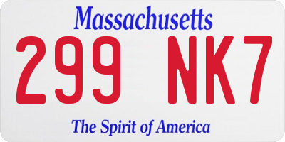 MA license plate 299NK7