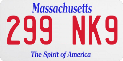 MA license plate 299NK9