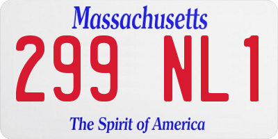 MA license plate 299NL1