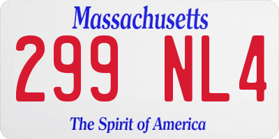 MA license plate 299NL4