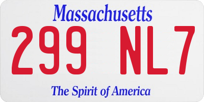 MA license plate 299NL7