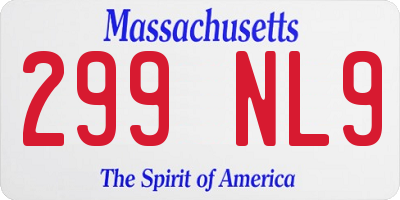MA license plate 299NL9
