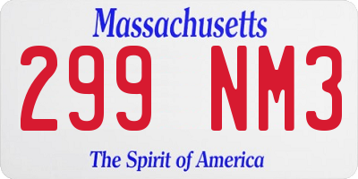 MA license plate 299NM3