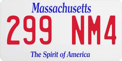 MA license plate 299NM4