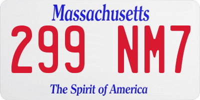 MA license plate 299NM7