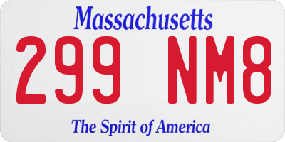 MA license plate 299NM8