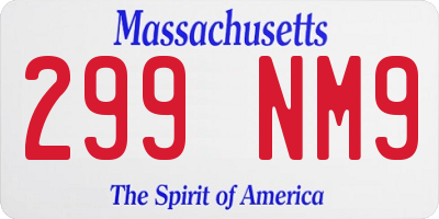 MA license plate 299NM9
